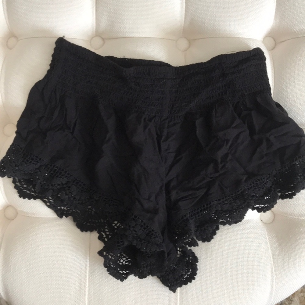The Cutest. Sexy, little black cheeky shorts with 1 1/2 inch crotchet trim. EUC!
